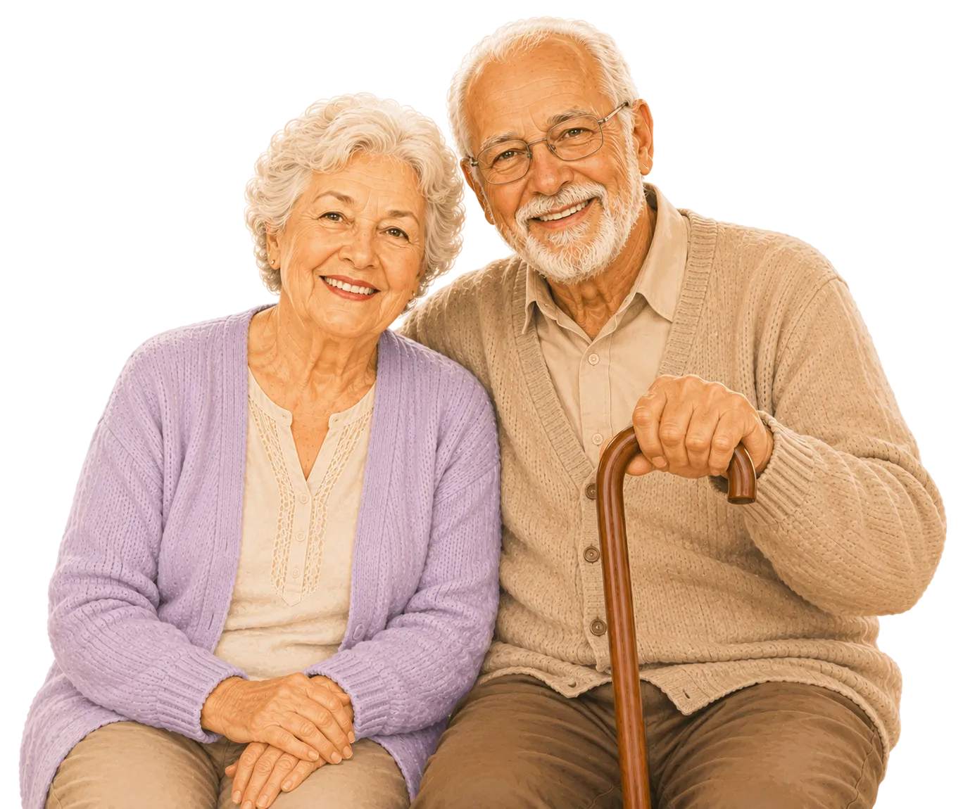 Senior couple ready to discuss home health care