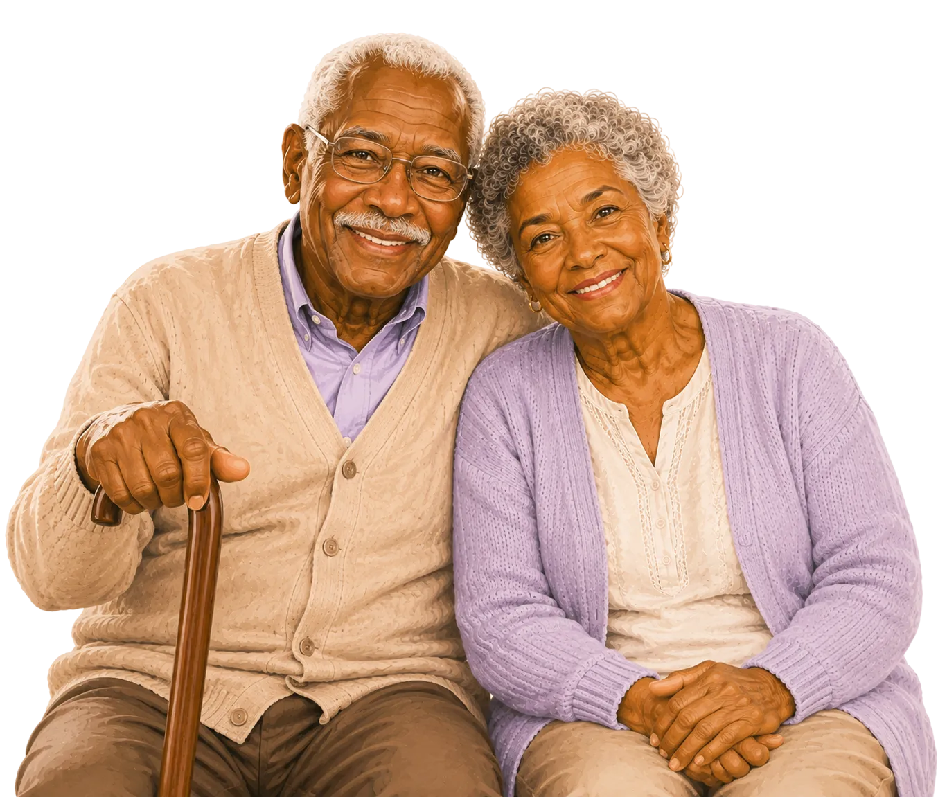 Senior couple ready to discuss home health care