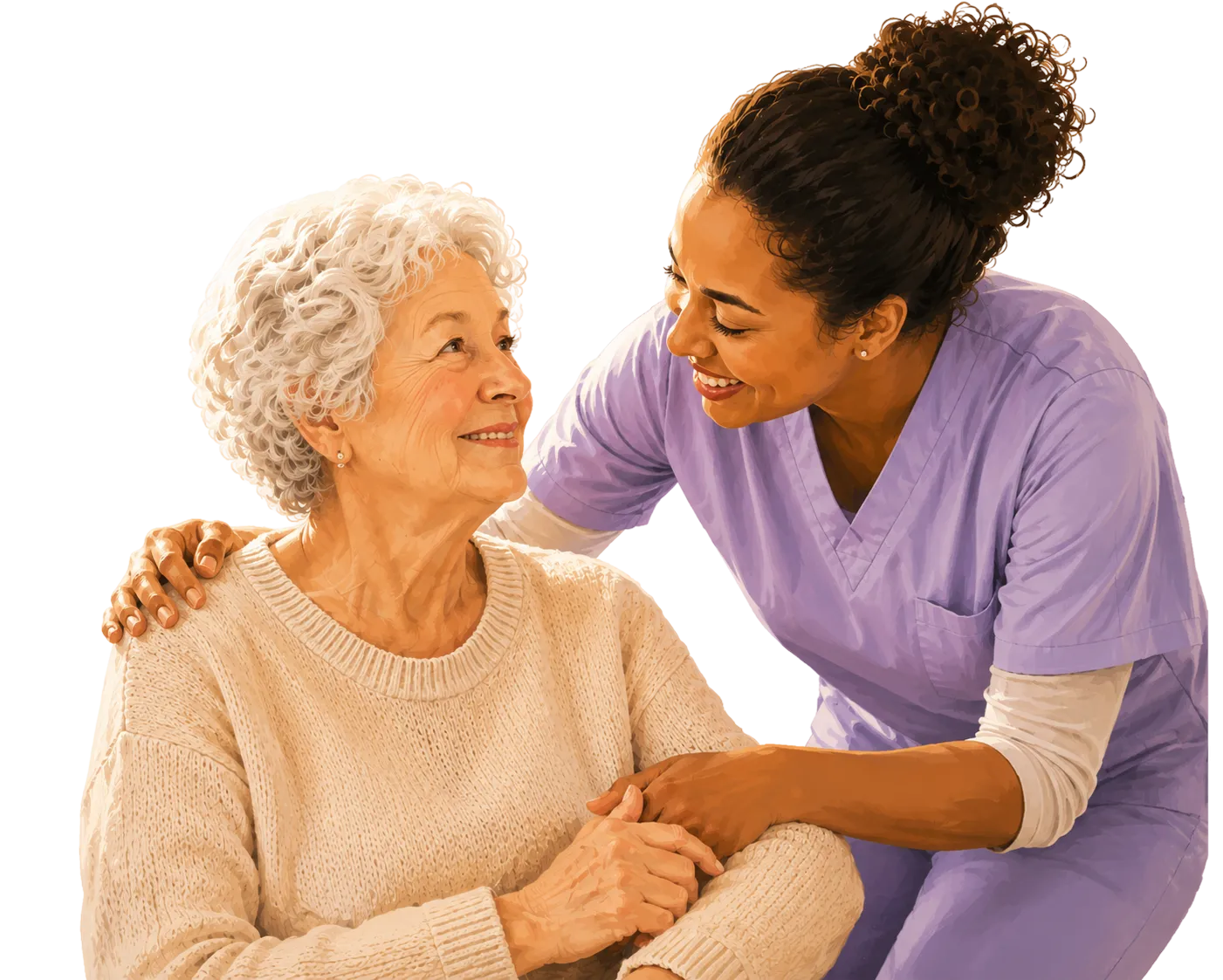 Home health caregiver with an elderly client