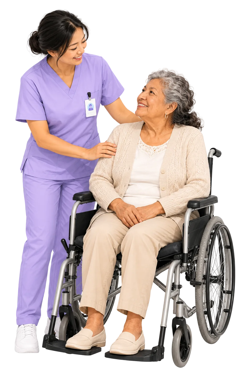 Caregiver with an elderly client in a wheelchair