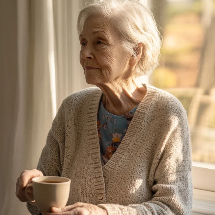 Caregiver supporting an aging parent at home