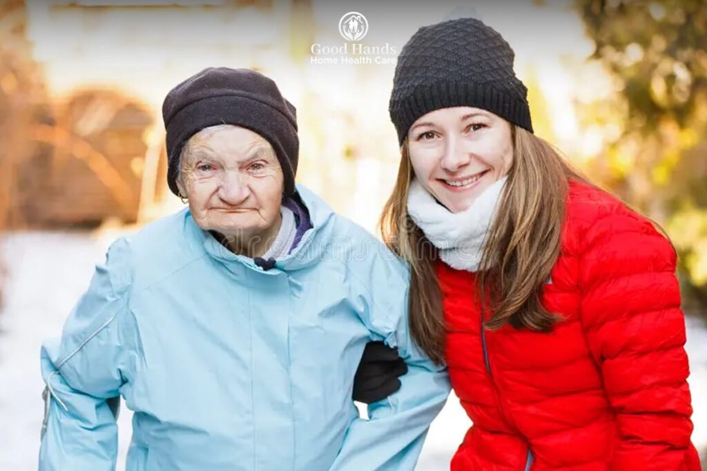 Caregiver ensures safety in winter