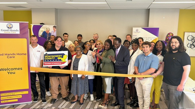 Good Hands Home Care group photo with the Montgomery County Chamber of Commerce