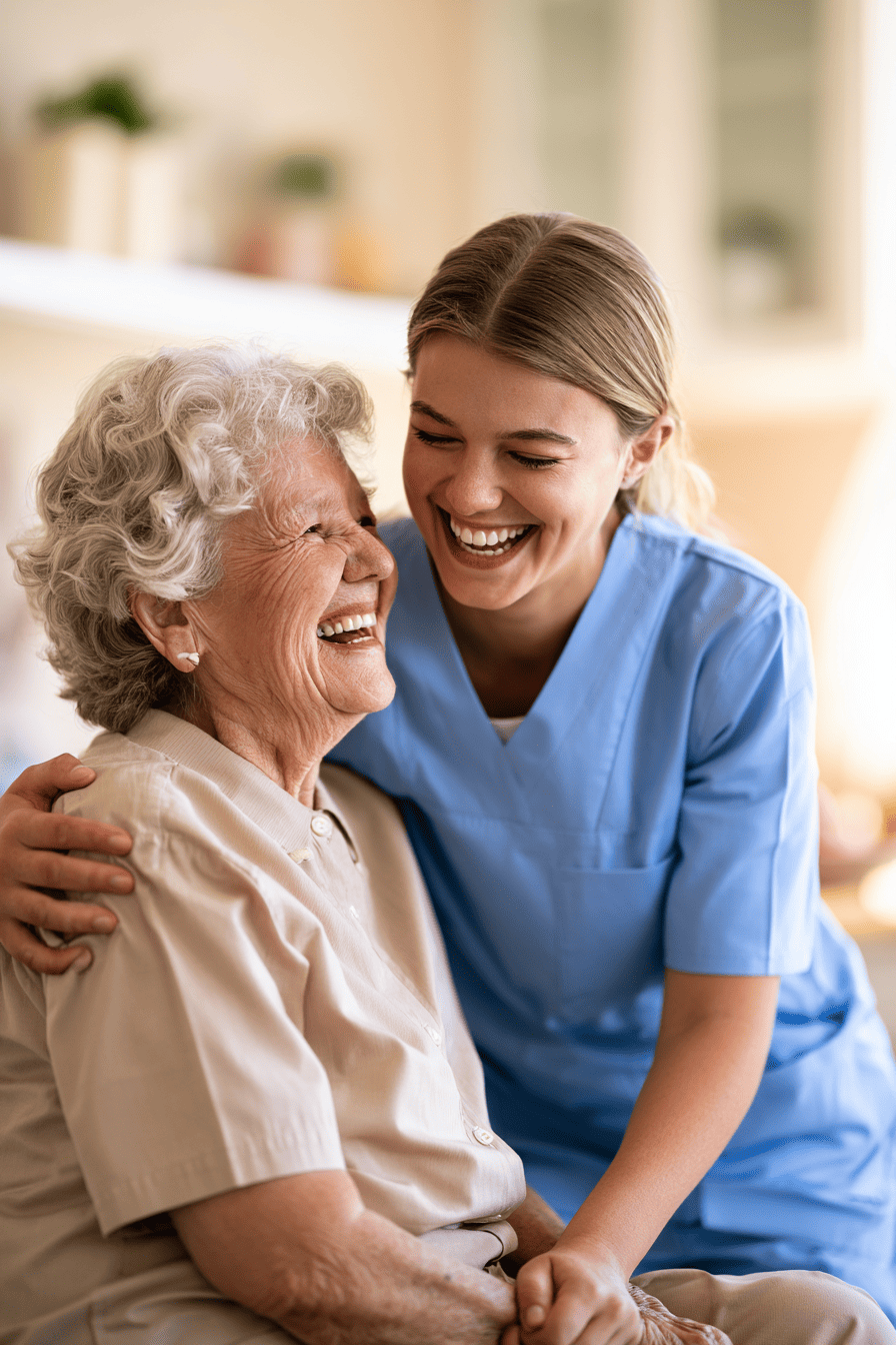 Respite caregiver supporting a senior at home