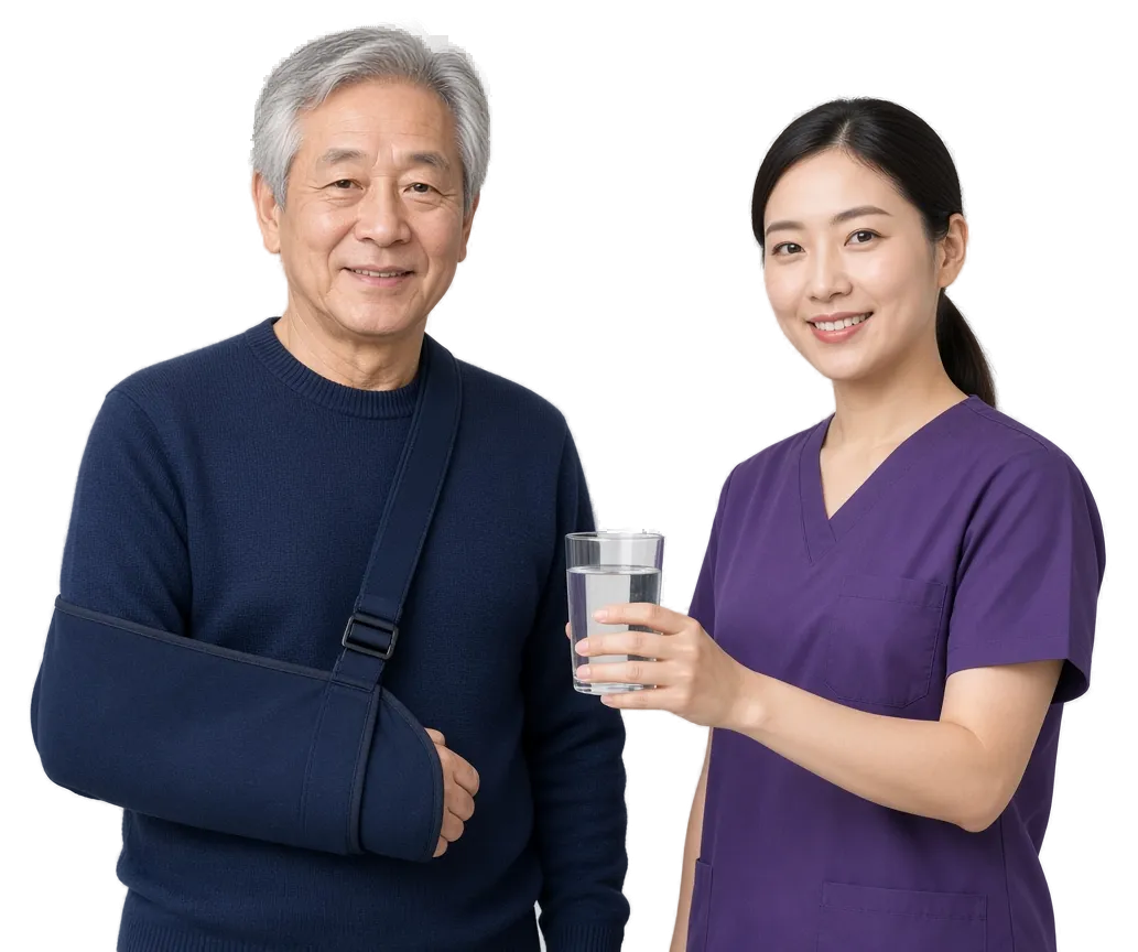 Home health caregiver with an elderly client