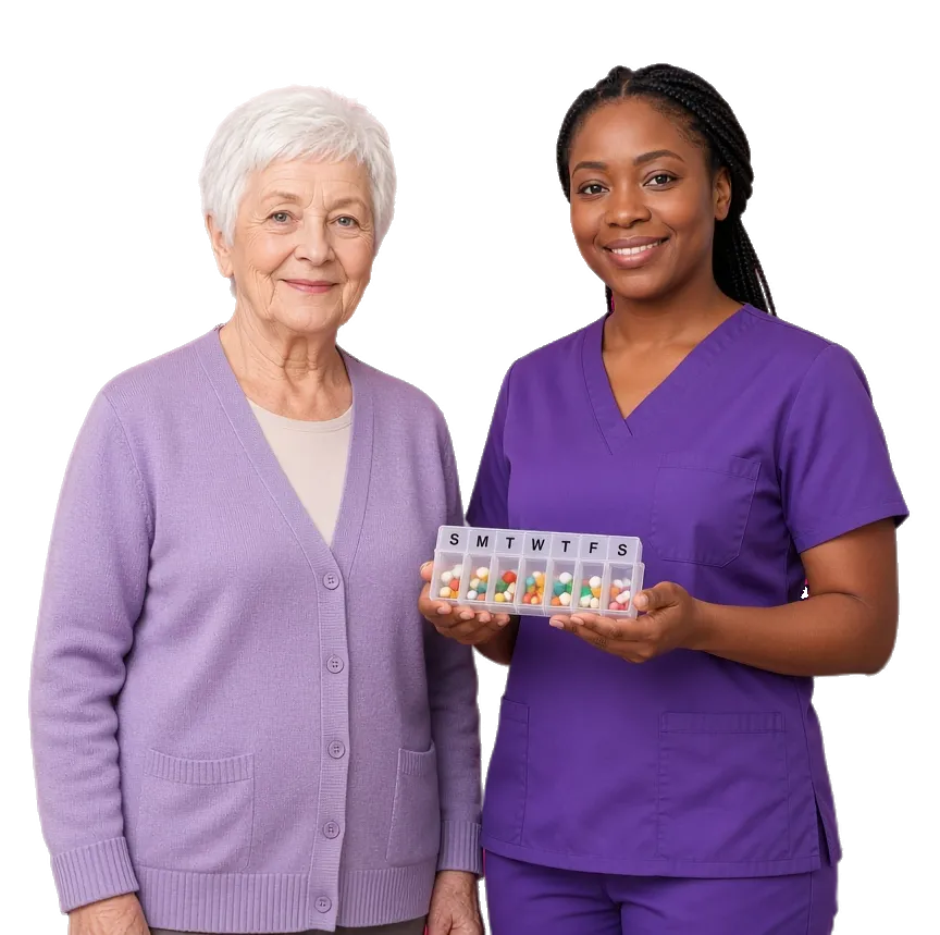 Home health caregiver with an elderly client