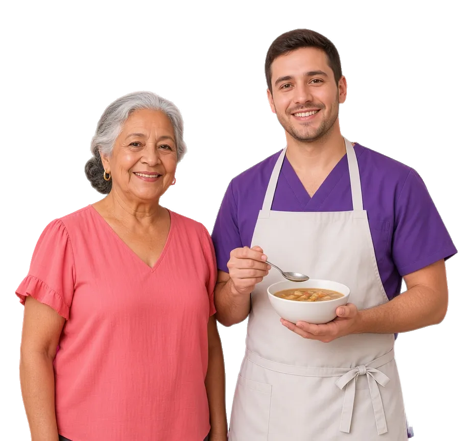 Home health caregiver with an elderly client