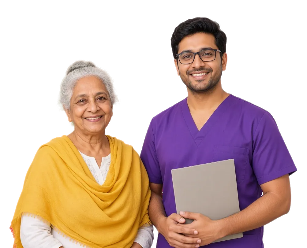 Home health caregiver with an elderly client