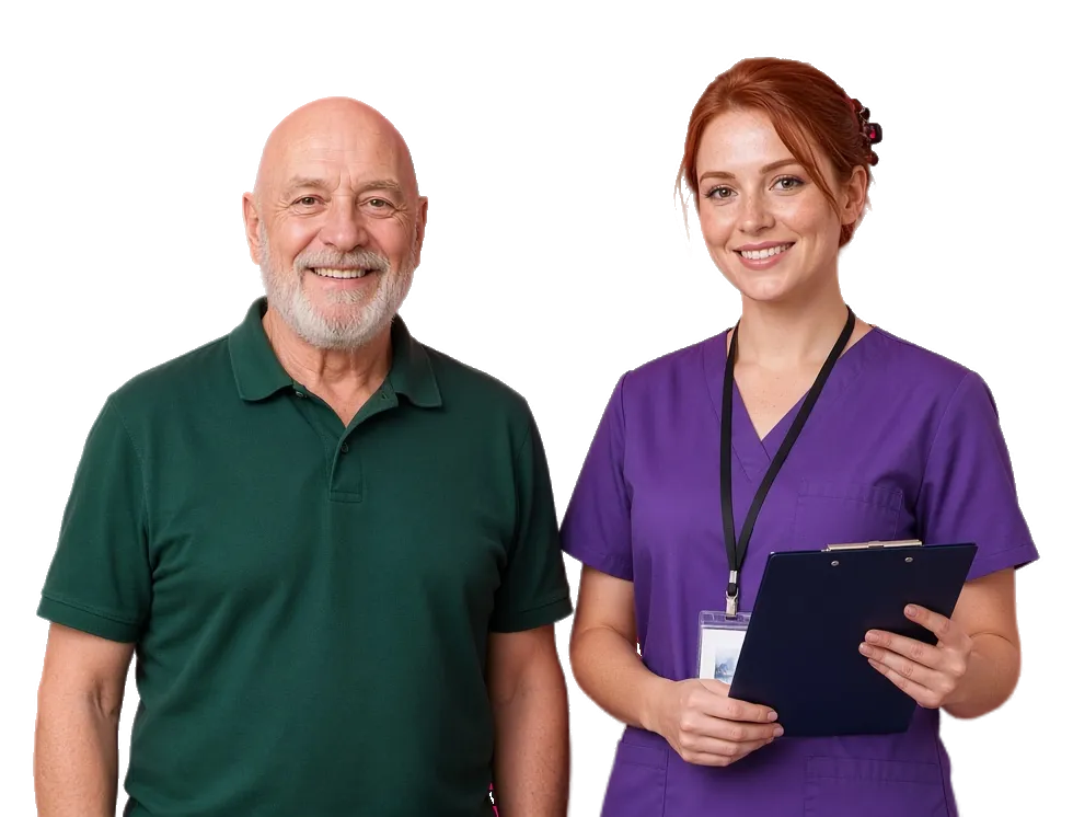 Home health caregiver with an elderly client