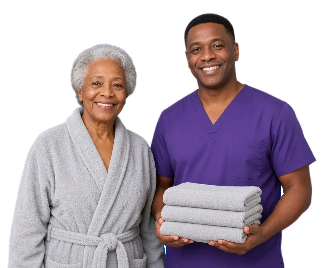 Home health caregiver with an elderly client