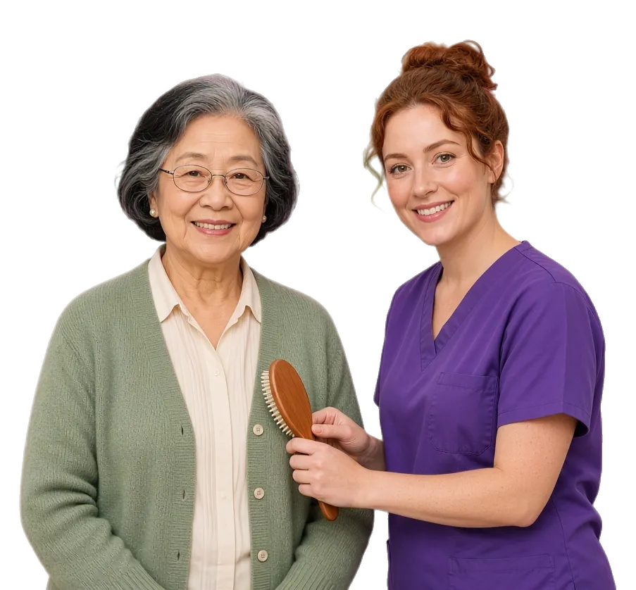 Home health caregiver with an elderly client