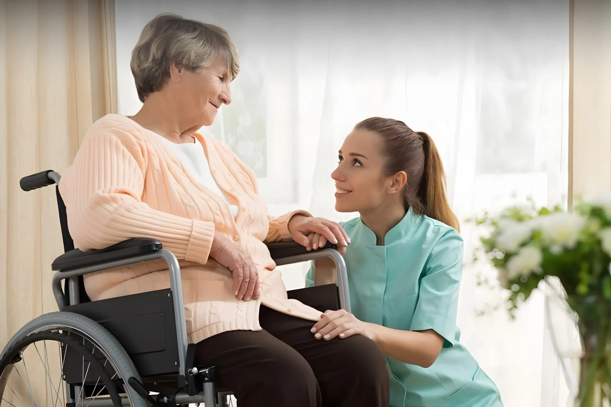 Caregiver assistance in wheelchair accessible home