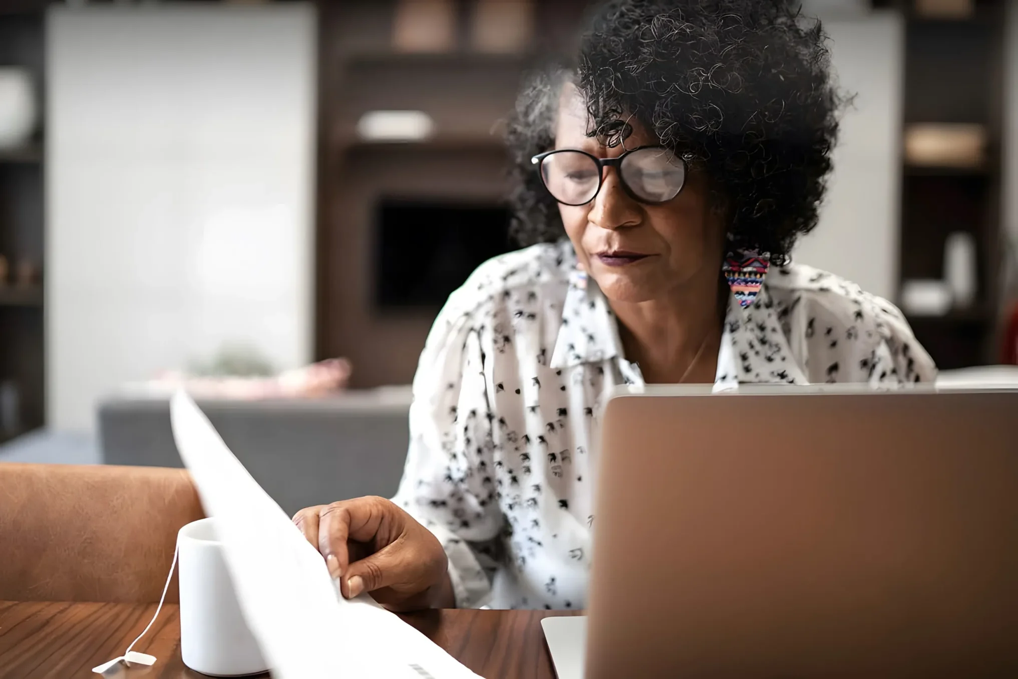 Woman learning about home health care services
